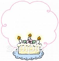 老人ホームやデイサービス向けケーキ 誕生日 ろうそく無料イラストお試しフリー素材(カット)