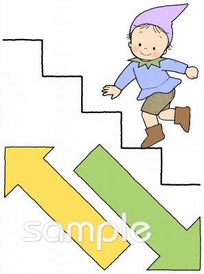 老人ホームやデイサービス向け階段 行き先無料イラストお試しフリー素材(カット)