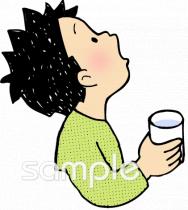 老人ホームやデイサービス向けうがい 男の子無料イラストお試しフリー素材(カット)