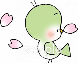 老人ホームやデイサービス向け桜 小鳥無料イラストお試しフリー素材(カット)