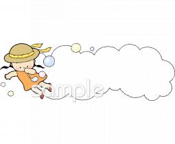 老人ホームやデイサービス向けシャボン玉 女の子無料イラストお試しフリー素材(カット)