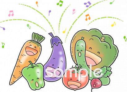 老人ホームやデイサービス向け野菜 歌う無料イラストお試しフリー素材(カット)
