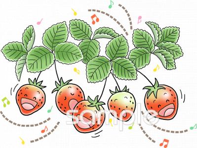 老人ホームやデイサービス向けいちご 音符無料イラストお試しフリー素材(カット)