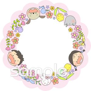 老人ホームやデイサービス向けフォトフレーム 4月無料イラストお試しフリー素材(カット)