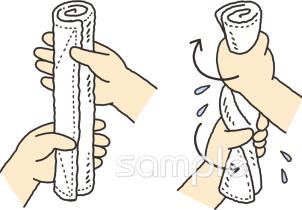 老人ホームやデイサービス向け雑巾の絞り方無料イラストお試しフリー素材(カット)