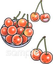 老人ホームやデイサービス向けさくらんぼ無料イラストお試しフリー素材(カット)