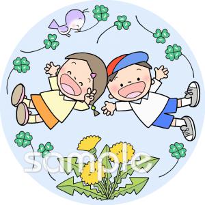 老人ホームやデイサービス向けタンポポ 子ども 小鳥無料イラストお試しフリー素材(カット)