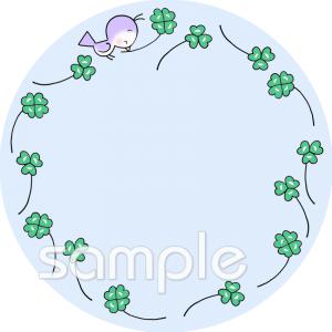 老人ホームやデイサービス向けフレーム 小鳥 クローバー無料イラストお試しフリー素材(カット)