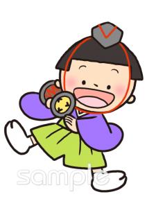 老人ホームやデイサービス向け五人囃子 小鼓 3月の壁面飾り無料イラストお試しフリー素材(カット)