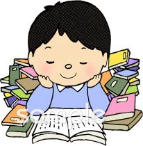 老人ホームやデイサービス向け読書 本の世界無料イラストお試しフリー素材(カット)