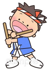 老人ホームやデイサービス向けお祭り 太鼓 子供無料イラストお試しフリー素材(カット)