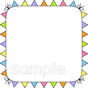 老人ホームやデイサービス向け三角旗 枠無料イラストお試しフリー素材(カット)