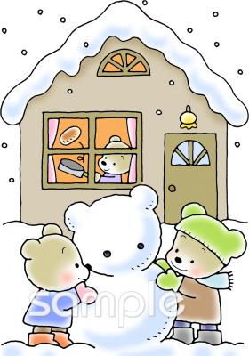 老人ホームやデイサービス向け雪だるま 雪の日無料イラストお試しフリー素材(カット)