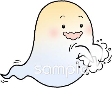 老人ホームやデイサービス向けおばけ 手を洗う無料イラストお試しフリー素材(カット)