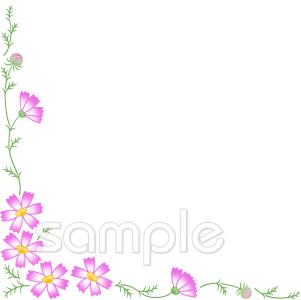 老人ホームやデイサービス向けコスモス コーナー飾り無料イラストお試しフリー素材(カット)