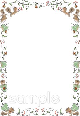 老人ホームやデイサービス向け飾り枠 リス無料イラストお試しフリー素材(カット)