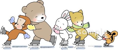 老人ホームやデイサービス向けスケート 動物無料イラストお試しフリー素材(カット)