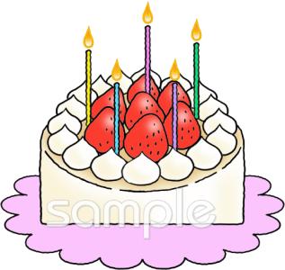 老人ホームやデイサービス向けケーキ キャンドル無料イラストお試しフリー素材(カット)