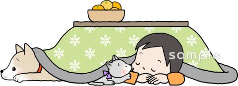 老人ホームやデイサービス向けこたつ無料イラストお試しフリー素材(カット)