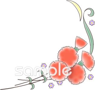 老人ホームやデイサービス向けカーネーション コーナー枠無料イラストお試しフリー素材(カット)