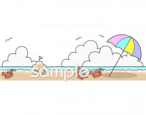老人ホームやデイサービス向け浜辺無料イラストお試しフリー素材(カット)