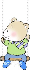 老人ホームやデイサービス向けクマ ブランコ無料イラストお試しフリー素材(カット)