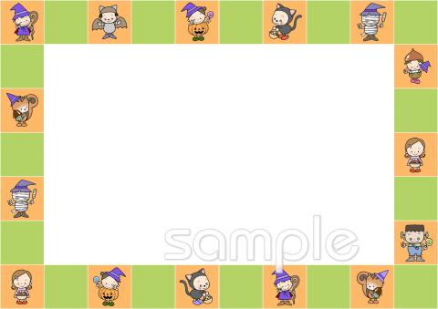 老人ホームやデイサービス向けハロウィン 飾り枠無料イラストお試しフリー素材(カット)