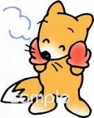 老人ホームやデイサービス向けきつね 手袋無料イラストお試しフリー素材(カット)