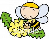 老人ホームやデイサービス向けタンポポ ミツバチ無料イラストお試しフリー素材(カット)