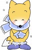 老人ホームやデイサービス向け雪 キツネ無料イラストお試しフリー素材(カット)