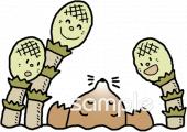 老人ホームやデイサービス向けツクシ モグラ無料イラストお試しフリー素材(カット)