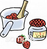 老人ホームやデイサービス向けいちごジャム無料イラストお試しフリー素材(カット)