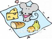 老人ホームやデイサービス向けねずみ ランチ無料イラストお試しフリー素材(カット)