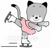 老人ホームやデイサービス向けフィギュアスケート すべる無料イラストお試しフリー素材(カット)