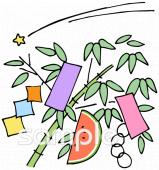 老人ホームやデイサービス向け流れ星 七夕飾り無料イラストお試しフリー素材(カット)