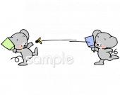 老人ホームやデイサービス向け羽根つき ねずみ無料イラストお試しフリー素材(カット)