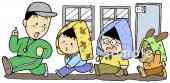 老人ホームやデイサービス向け避難訓練無料イラストお試しフリー素材(カット)