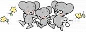 老人ホームやデイサービス向け家族 ねずみ無料イラストお試しフリー素材(カット)