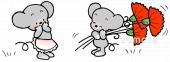 老人ホームやデイサービス向け母の日 ネズミ無料イラストお試しフリー素材(カット)