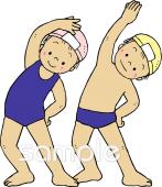 老人ホームやデイサービス向けプール 準備体操無料イラストお試しフリー素材(カット)