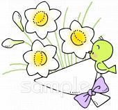 老人ホームやデイサービス向けブーケ 水仙無料イラストお試しフリー素材(カット)