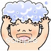 老人ホームやデイサービス向け髪を洗う無料イラストお試しフリー素材(カット)
