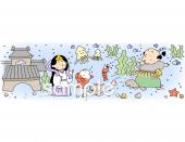 老人ホームやデイサービス向け浦島太郎無料イラストお試しフリー素材(カット)