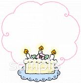 老人ホームやデイサービス向けケーキ 誕生日 ろうそく無料イラストお試しフリー素材(カット)