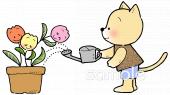 老人ホームやデイサービス向け水遣り無料イラストお試しフリー素材(カット)