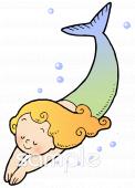 老人ホームやデイサービス向け人魚姫無料イラストお試しフリー素材(カット)