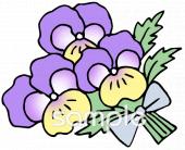 老人ホームやデイサービス向け花束 三色すみれ無料イラストお試しフリー素材(カット)