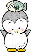 老人ホームやデイサービス向けペンギン 魚無料イラストお試しフリー素材(カット)