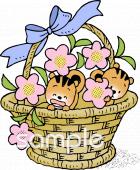 老人ホームやデイサービス向けフラワーバスケット無料イラストお試しフリー素材(カット)