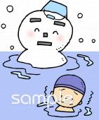 老人ホームやデイサービス向け寒中水泳無料イラストお試しフリー素材(カット)